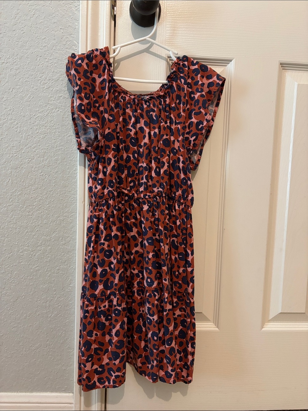 Girls' Leopard Print Short Sleeve Dress